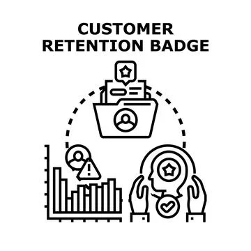 Customer retention badge saving clients loyalty program 스톡 일러스트