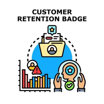 Customer retention badge saving clients loyalty program Ilustração Stock
