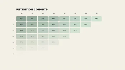 Customer Retention Cohort Matrix Dashboard Animation Video stock 342524728
