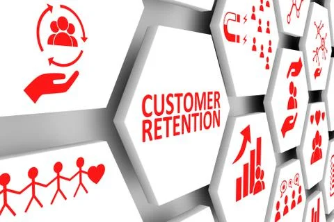 CUSTOMER RETENTION concept cell background 3d illustration Stock Illustration