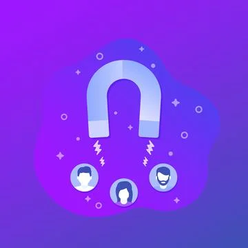 Customer retention icon with magnet, vector Stock Illustration