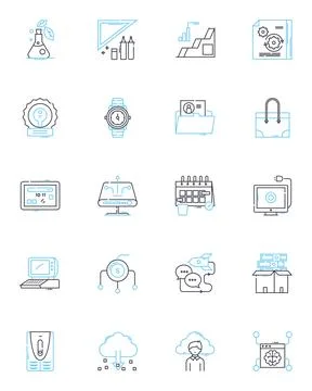 Customer retention linear icons set. Loyalty, Engagement, Satisfaction, Repeat Stockillustratie