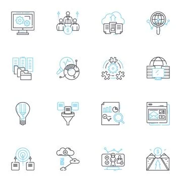 Customer retention linear icons set. Loyalty, Engagement, Satisfaction, Repeat Illustrazione stock