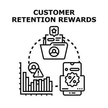 Customer retention rewards program for loyal clients Stock Illustration