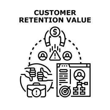 Customer retention value management analyzing profit and risks Stock Illustration
