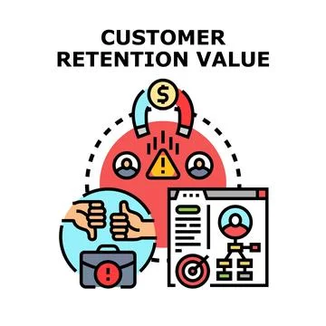 Customer retention value management analyzing profit and risks Illustrazione stock