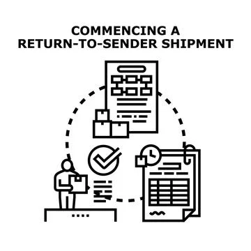 Customer returning goods shipment process illustration Stock Illustration