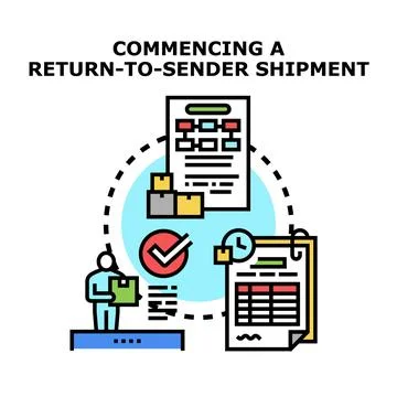 Customer returning goods shipment process illustration Stock Illustration