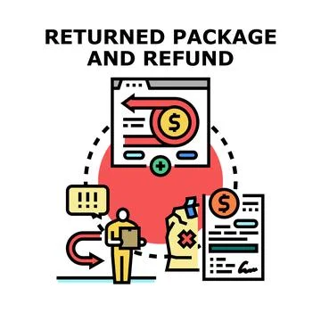 Customer returning package for refund process Stock Illustration