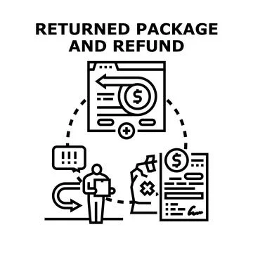 Customer returning package for refund process Stock Illustration