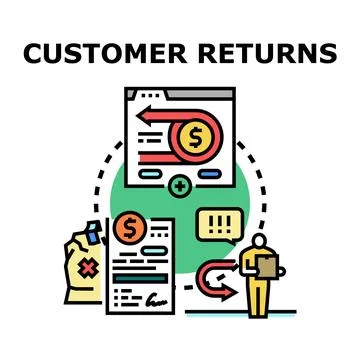 Customer returning product process for refund Stock Illustration