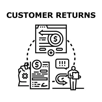 Customer returning product process for refund Stock Illustration