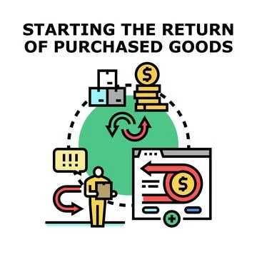 Customer returning purchased goods process for refund Stock Illustration