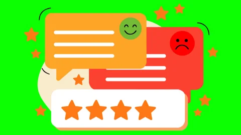 Customer Review and Feedback Rating Animation with Positive and Negative Rea Stock Footage 342589786