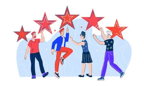 Customer review and users satisfaction rating, flat cartoon vector. Stock Illustration