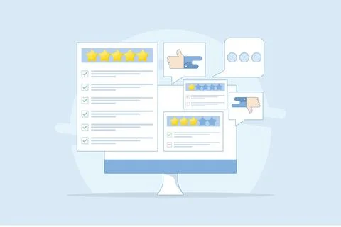 Customer Review Concept, Satisfaction, Feedback. Stock Illustration
