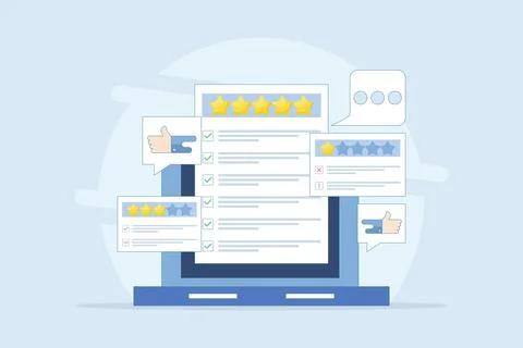 Customer Review Concept, Satisfaction, Feedback. Stock Illustration