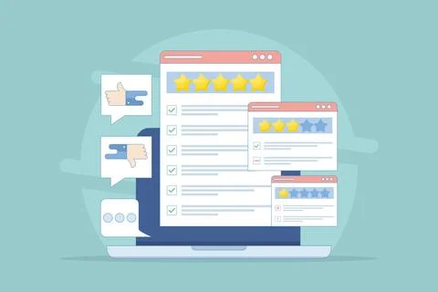 Customer Review Concept, Satisfaction, Feedback. Stock Illustration