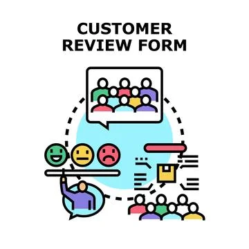 Customer review form evaluating service quality feedback Illustrazione stock