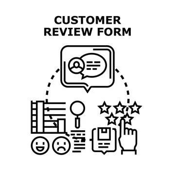 Customer review form for feedback and rating experience Stock Illustration