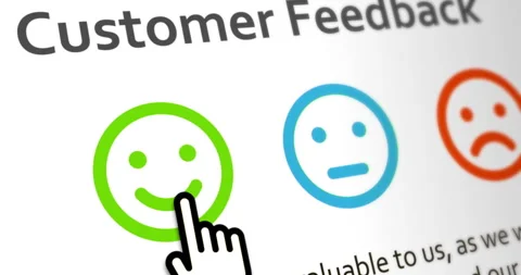 Customer review or feedback, cursor click on green smile, good appraisal Stock Footage 279092521