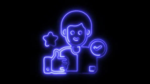 Customer Review Outline Icon in HD Video Neon Animation Vídeo Stock 304552258
