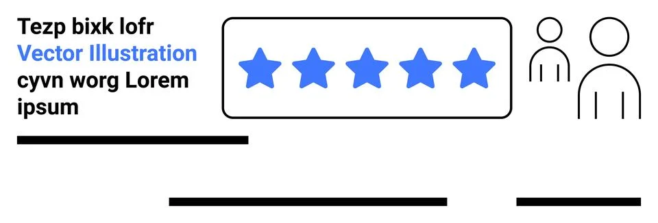 Customer Review Section Featuring Five-Star Rating and User Icons 스톡 일러스트