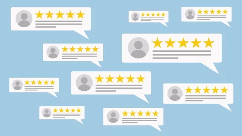 Customer Reviews with five star comments and reviews 2d with Alpha Matte Stock Footage 335607905