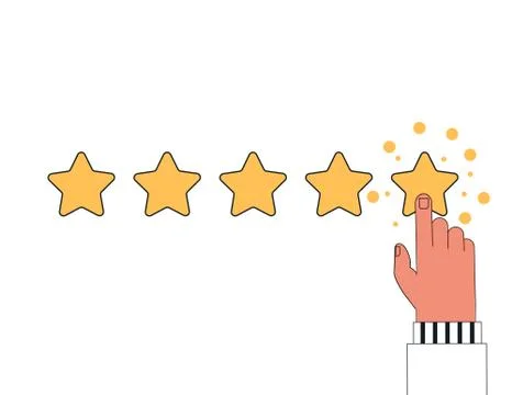 Customer reviews, rating, user feedback concept. The human finger clicks on the Stock Illustration