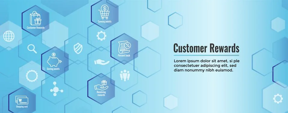 Customer Rewards Icon Set - Web Header Banner Design Stock Illustration