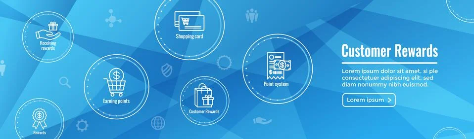 Customer Rewards Icon Set - Web Header Banner Design Stock Illustration