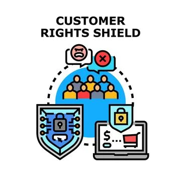 Customer rights shield protecting digital consumer data Stock Illustration