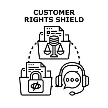 Customer rights shield protecting personal data and privacy Stock Illustration