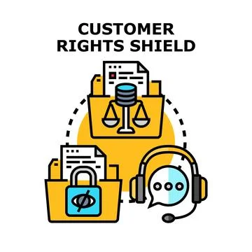 Customer rights shield protecting personal data and privacy Stockillustratie