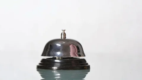 Customer Ringing the Bell at the Reception Stock Footage 80513950