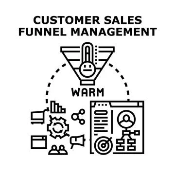 Customer sales funnel management process concept 스톡 일러스트