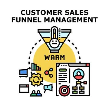 Customer sales funnel management process concept 스톡 일러스트