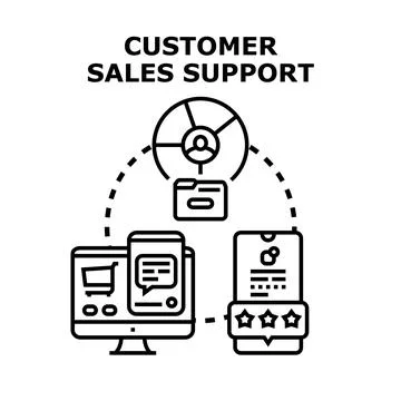 Customer sales support optimizing client experience online Stock Illustration