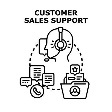 Customer sales support specialist communicating with clients Stock Illustration