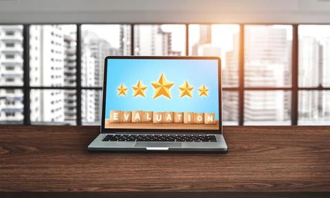 Customer satisfaction and evaluation analysis on modish software computer Stock Photos