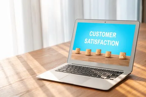 Customer satisfaction and evaluation analysis on modish software computer Stock Photos