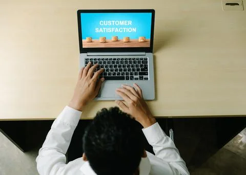 Customer satisfaction and evaluation analysis on modish software computer Stock Photos