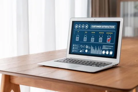 Customer satisfaction and evaluation analysis on modish software computer Stock Photos