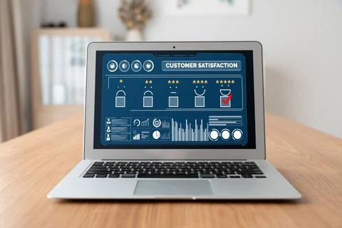Customer satisfaction and evaluation analysis on modish software computer Stock Photos