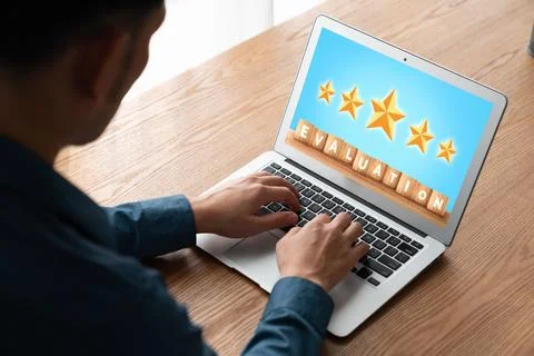 Customer satisfaction and evaluation analysis on modish software computer Stock Photos