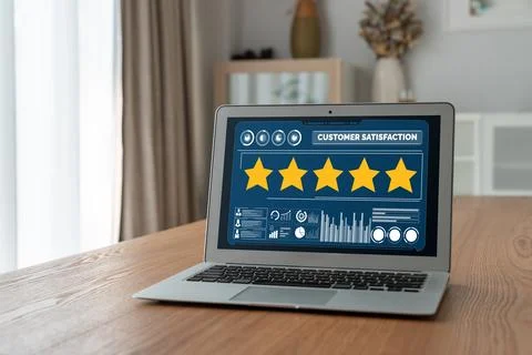 Customer satisfaction and evaluation analysis on modish software computer Stock Photos