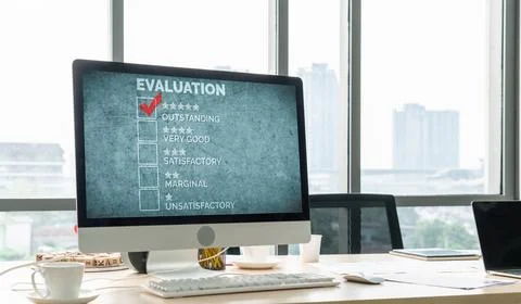 Customer satisfaction and evaluation analysis on modish software computer Stock Photos