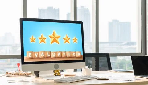 Customer satisfaction and evaluation analysis on modish software computer Stock Photos