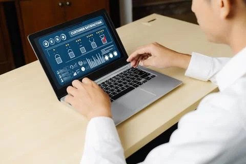 Customer satisfaction and evaluation analysis on modish software computer Stock Photos