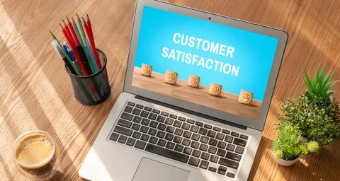 Customer satisfaction and evaluation analysis on modish software computer Stock Photos